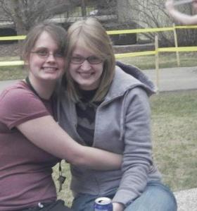 Me during the first year of university (on the right).