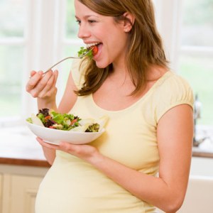 According to advice columns, pregnant women should eat only 300 extra calories a day.  I guess this lettuce salad should do the trick:http://www.whattoexpect.com/first-year/photo-gallery/best-foods-for-pregnant-women.aspx#/slide-1 