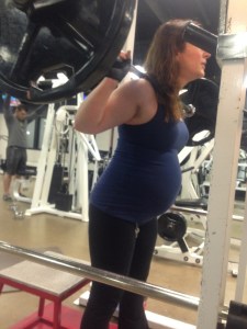 Me at 7.5 months pregnant. I worked out regularly, until two days before my water broke. 