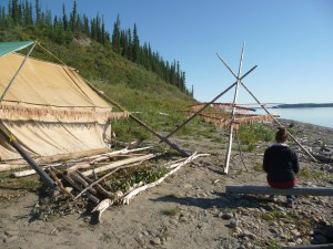 Crystal 2011: Contemplation and soul searching at my family's fish camp, Diighe'tr'aajil, on the Mackenzie River (Nagwichoonjik). Photo credit: Itai Katz. 