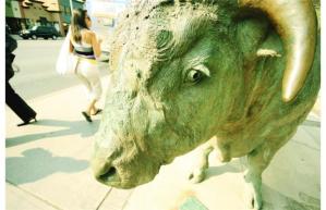 Sculpture by Joe Fafard on Jasper Ave. I call it Buttercup. That is not its name. 