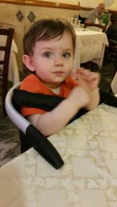 My son at a Roman restaurant immediately before he ate an entire quarter chicken. 